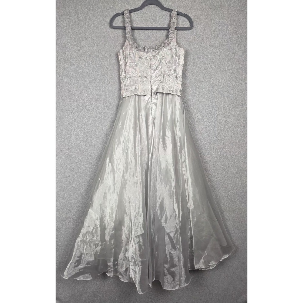 Aspeed USA Dress Womens 4 Silver Floral Embroidered Ball Gown Formal Shawl Prom - Picture 7 of 16